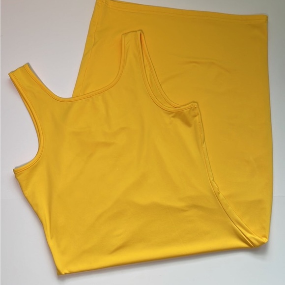 Yellow Tank top soft lounge pencil body con dress SzL - Picture 5 of 11